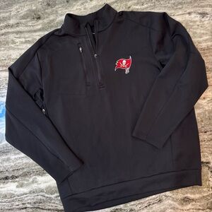 Men's Antigua Black Tampa Bay Buccaneers Generation Quarter-Zip Pullover Jacket